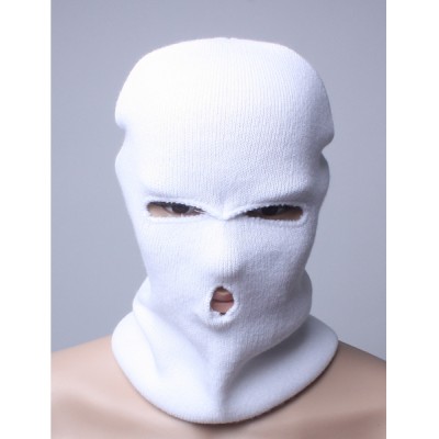 Шлем-маска, белая зимняя вязаная